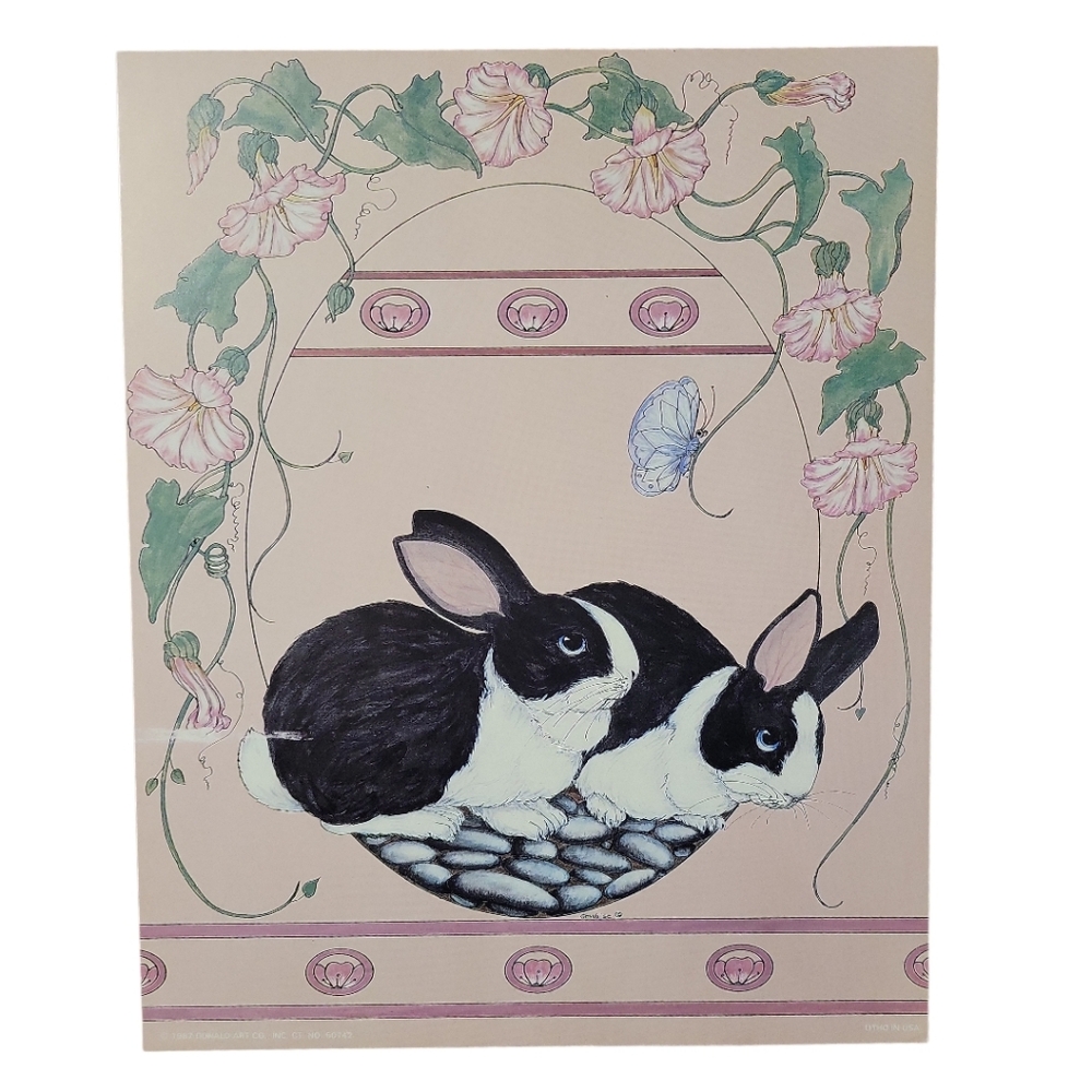 Vtg 87 Gervaise Livingston Dutch Easter Rabbits Donald Art Co. #60742 Print